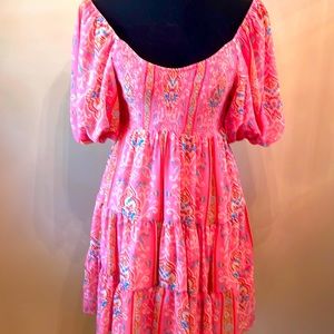 Flying Tomato peach floral dress In medium.